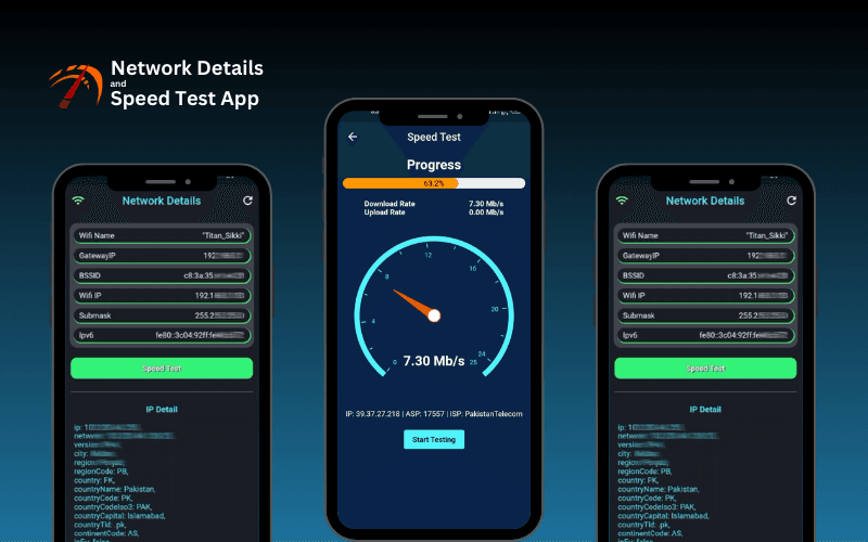 Network details/sepeed Test App